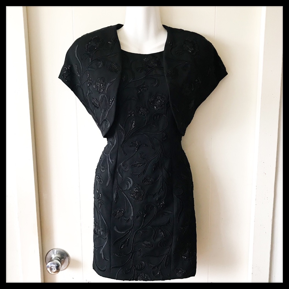 2 pcs Carmen Marc Valvo Sequin Embroidered Dress
